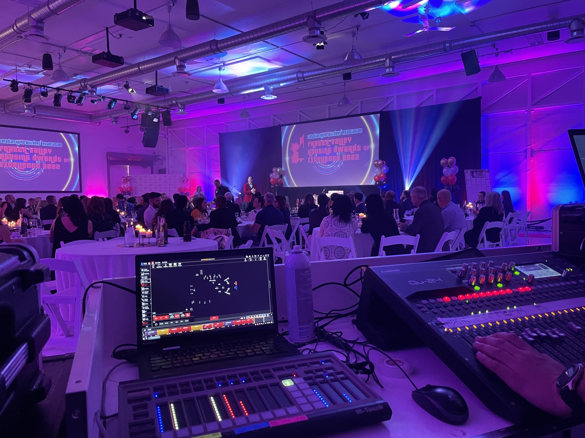 Valley Tech live sound setup at an Abbotsford gala